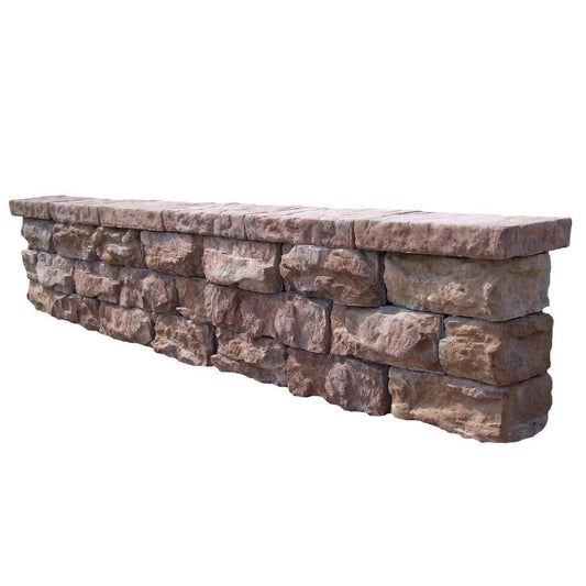 112 In. Fossill Brown Outdoor Decorative Concrete Seat Wall