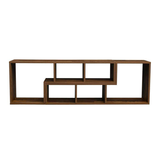 11.81 Wood 6-Shelf Double L-Shaped Etagere Bookcase With Extendable And Twistable